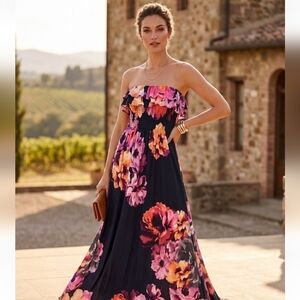 Women's Style & Co. Strapless Flower Print Dress - size small